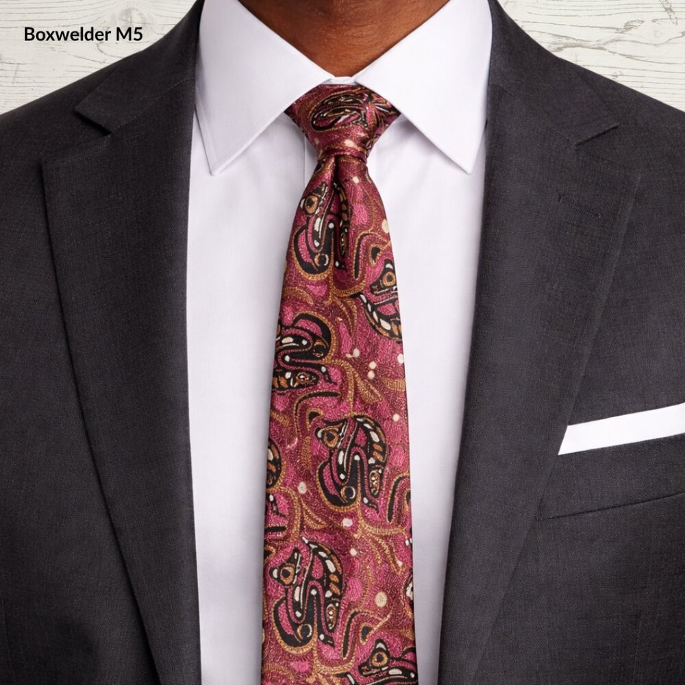Boxwelder Silk Tie – Made in Italy – Northwest Coast Indigenous Art – 60”